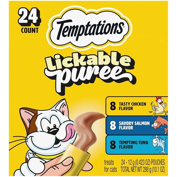 Temptations Creamy Puree Cat Treats Chicken, Salmon & Tuna 24ct