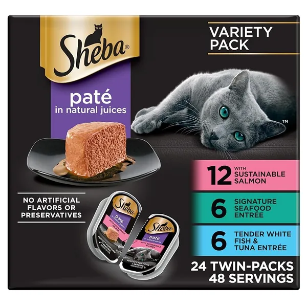 Sheba Perfect Portions Pate Wet Cat Food Seafood Variety, 2.6oz, 24ct