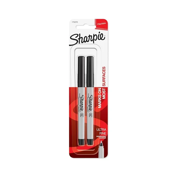 Sharpie Permanent Markers Ultra Fine Point Black 2ct