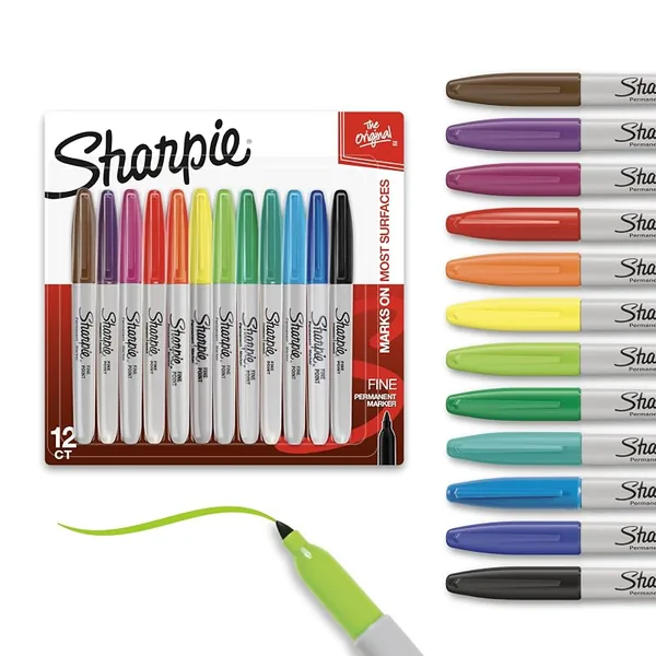 Sharpie Permanent Markers Fine Tip Assorted Colors 12ct