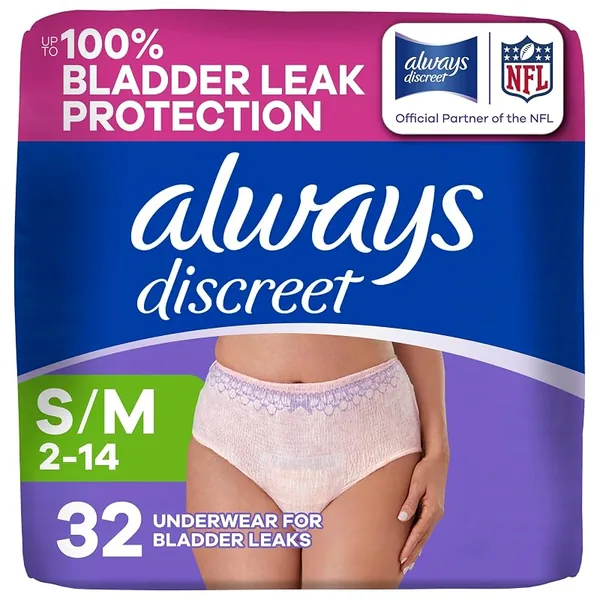 Always Discreet Maximum Incontinence Underwear for Women S/M 32ct