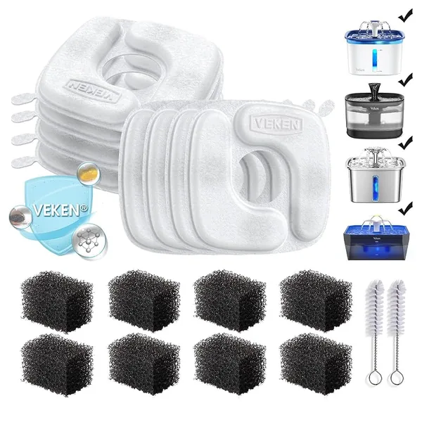 Veken F1 Cat Water Fountain Replacement Filters, 8-Pack