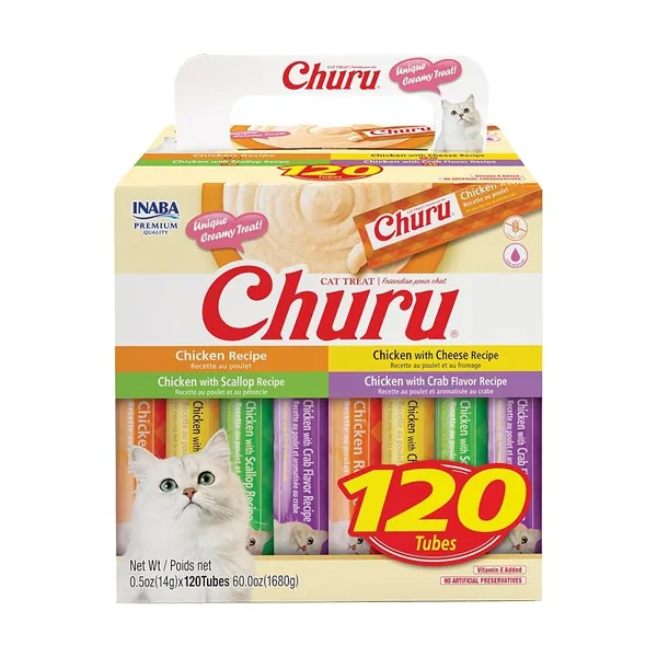INABA Churu Cat Treats Chicken Variety, 0.5oz Tubes, 120ct