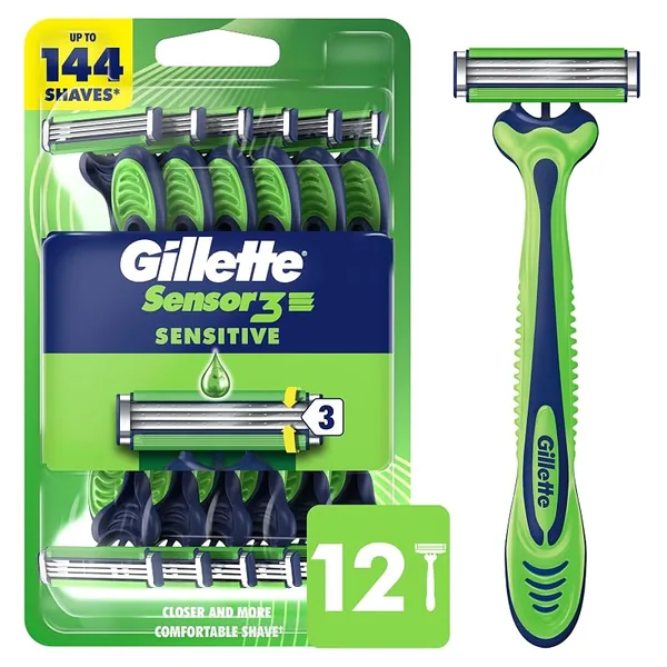 Gillette Sensor3 Sensitive Men's Disposable Razors 12ct