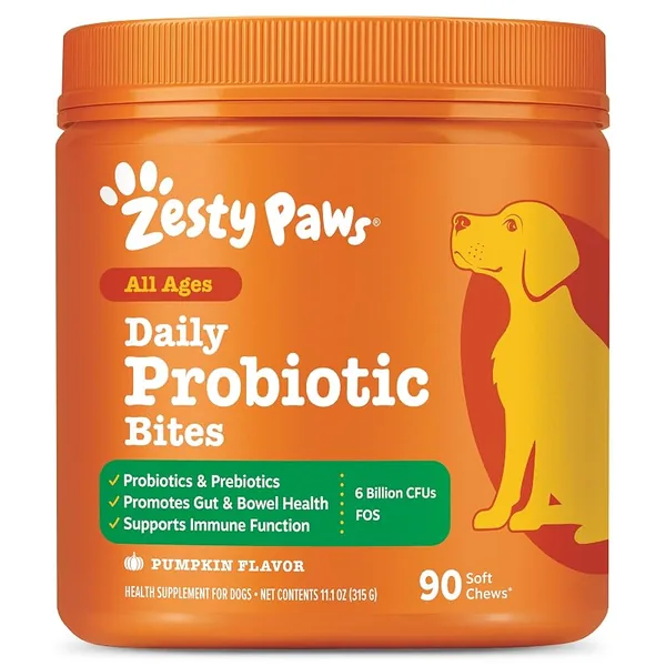 Zesty Paws Probiotic Soft Chews for Dogs, Pumpkin 90ct