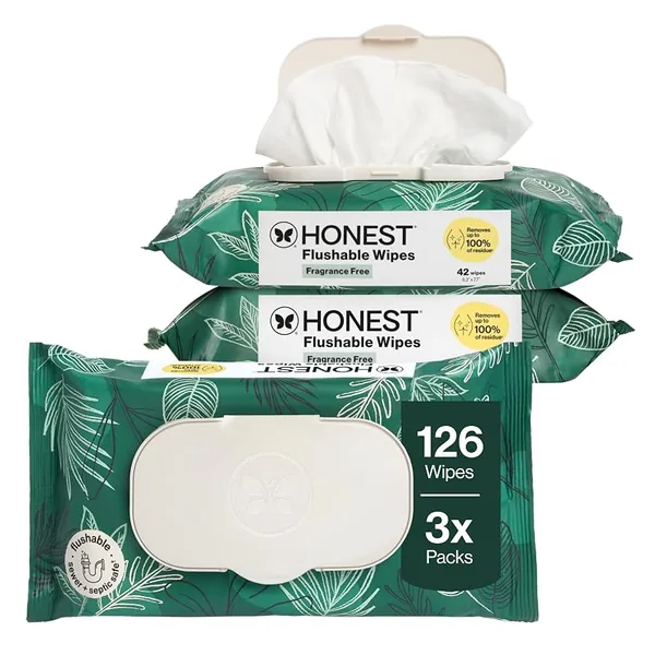 The Honest Company Flushable Wipes Tropical Leaves 126ct (3 x 42ct)