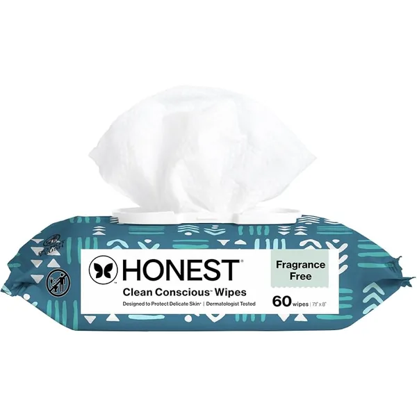 The Honest Company Clean Conscious Baby Wipes Balance Blues 60ct, 12-Pack
