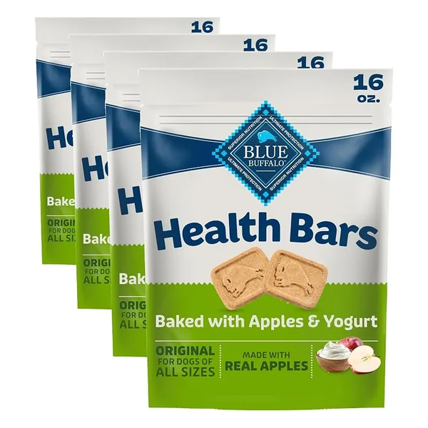 Blue Buffalo Health Bars Dog Biscuits Apples & Yogurt 16oz, 4-Pack