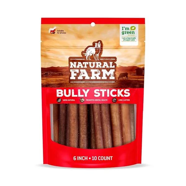 Natural Farm Odor-Free Bully Sticks 6" 10ct