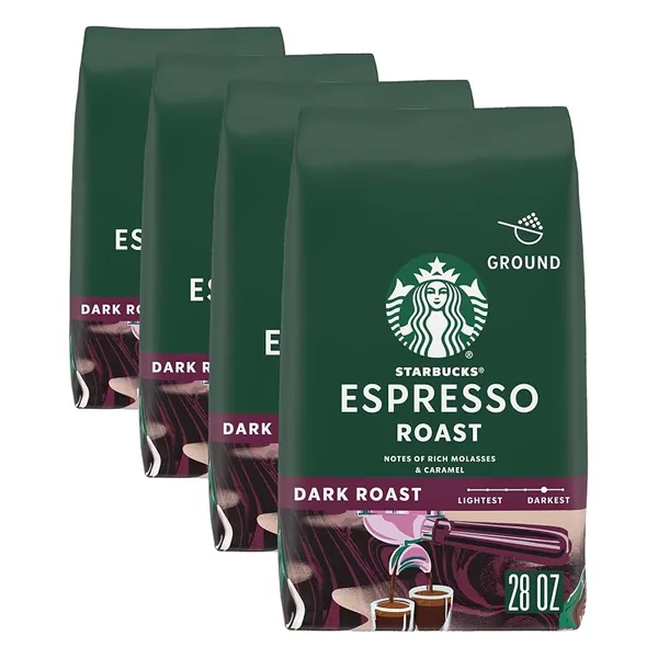 Starbucks Espresso Roast Dark Roast Ground Coffee 28oz, 4-Pack