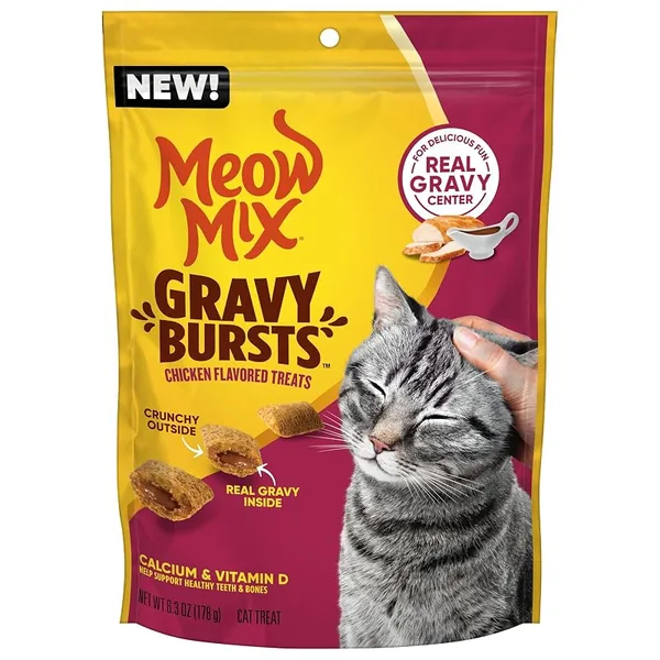 Meow Mix Gravy Bursts Chicken Flavor Cat Treats 6.3oz