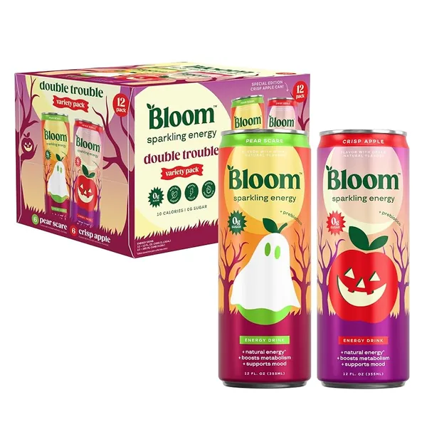 Bloom Nutrition Zero Sugar Energy Drink Double Trouble 12 fl oz, 12-Pack