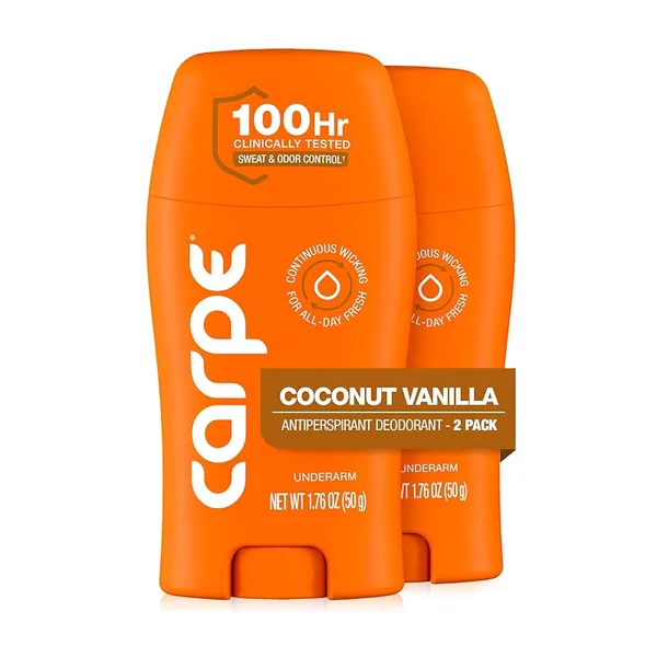 Carpe 100-Hour Antiperspirant Deodorant for Women Coconut Vanilla, 2-Pack