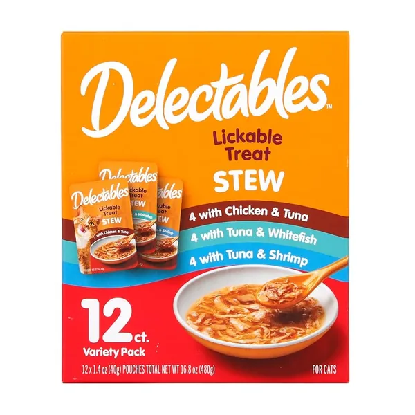 Delectables Lickable Treat Stew Cat Treats Variety Pack 1.4oz, 12ct