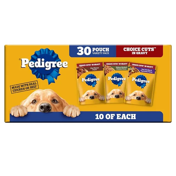 Pedigree Choice Cuts Wet Dog Food Pouches Protein Variety 3.5oz, 30ct