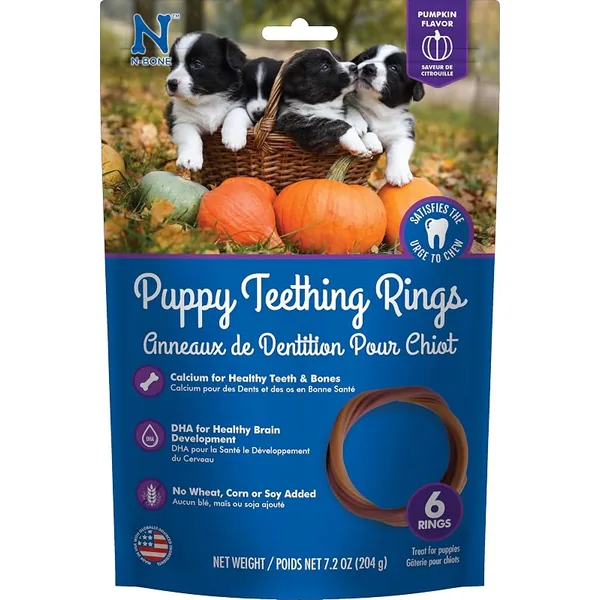 N-Bone Puppy Teething Rings Pumpkin Flavor 6ct