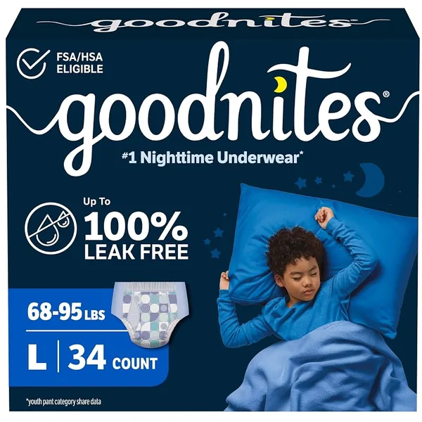 GoodNites Boys Nighttime Underwear Size L 17ct, 2-Pack