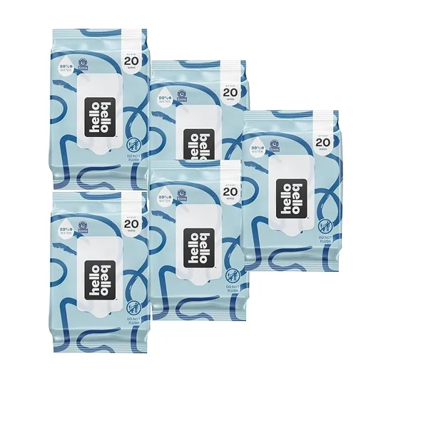 Hello Bello Fragrance-Free Travel Baby Wipes 20ct, 5-Pack