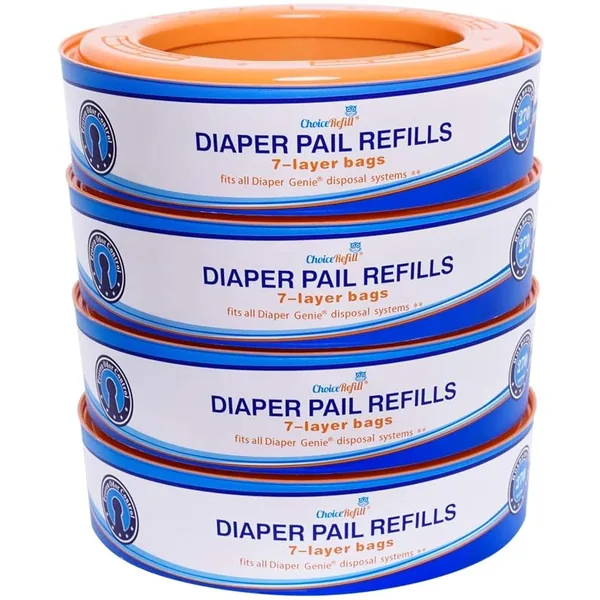 ChoiceRefill Diaper Genie-Compatible Pail Refills 325ct, 4-Pack