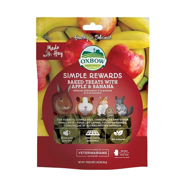 Oxbow Simple Rewards Baked Guinea Pig & Rabbit Treats Apple Banana 3oz