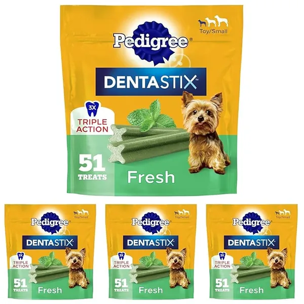 Pedigree Dentastix Small/Toy Breed Dental Dog Treats Fresh 51ct, 4-Pack