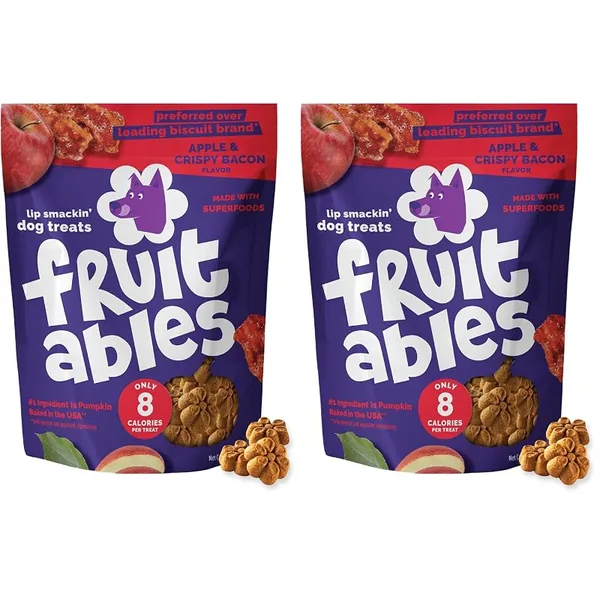 Fruitables Baked Pumpkin Dog Treats Apple & Crispy Bacon 12oz, 2-Pack