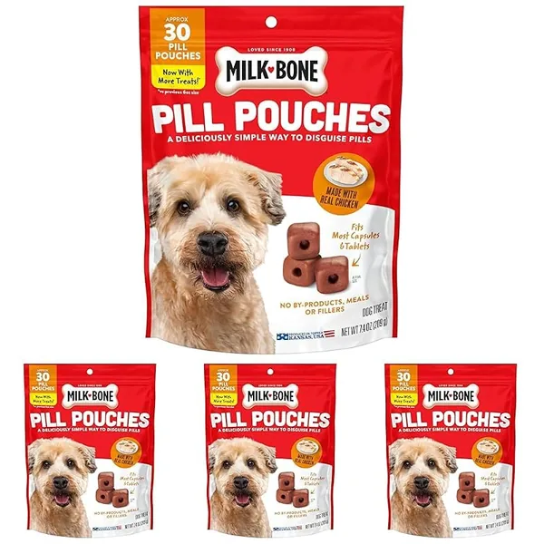 Milk-Bone Pill Pouches with Real Chicken 30ct, 4-Pack