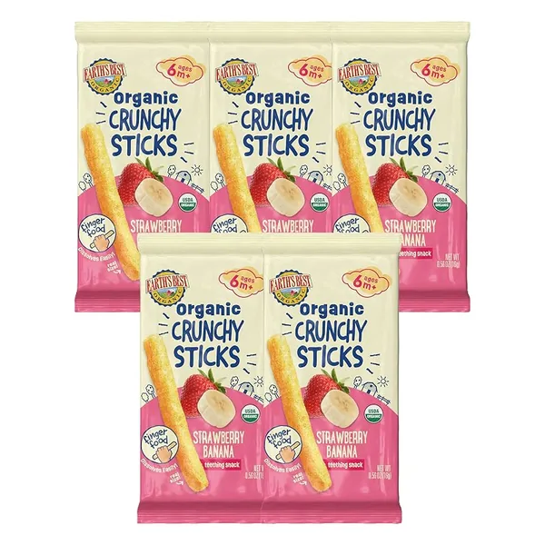 Earth's Best Organic Crunchy Sticks Strawberry Banana 0.56oz, 5-Pack