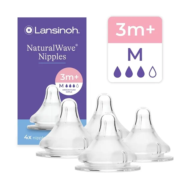 Lansinoh NaturalWave Bottle Nipples Slow Flow 4ct