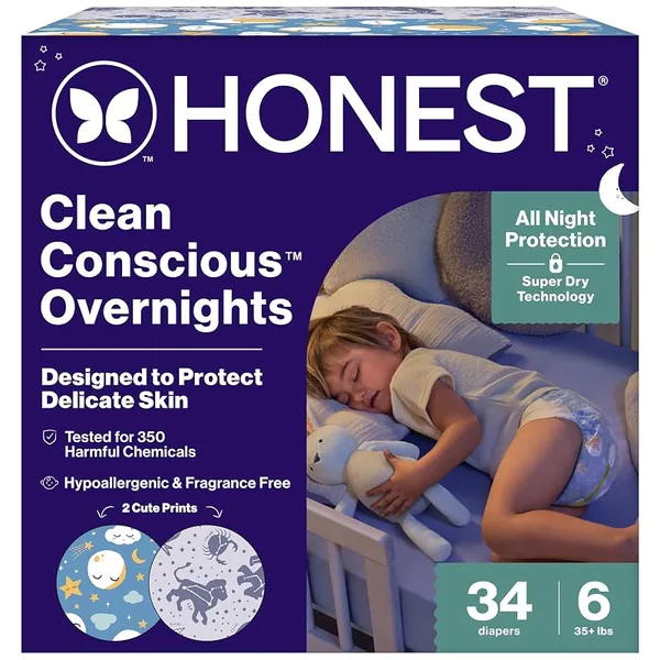 The Honest Company Overnight Diapers Size 6 34ct, Cozy Cloud