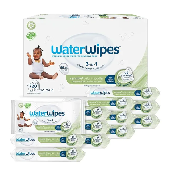 WaterWipes Sensitive+ Baby & Toddler Wipes 60ct, 12-Pack
