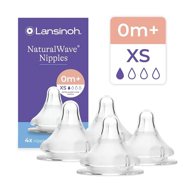Lansinoh NaturalWave Bottle Nipples Extra Slow Flow 4ct