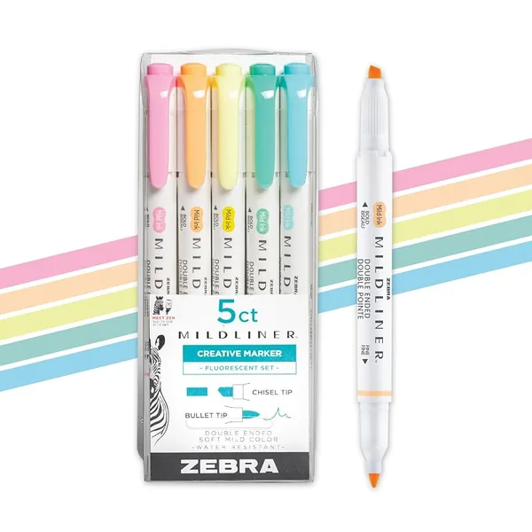 Zebra Mildliner Dual Tip Highlighters Assorted 5ct