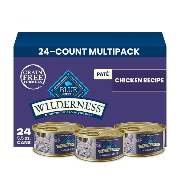 Blue Buffalo Wilderness Chicken Paté Adult Wet Cat Food 5.5oz, 24ct