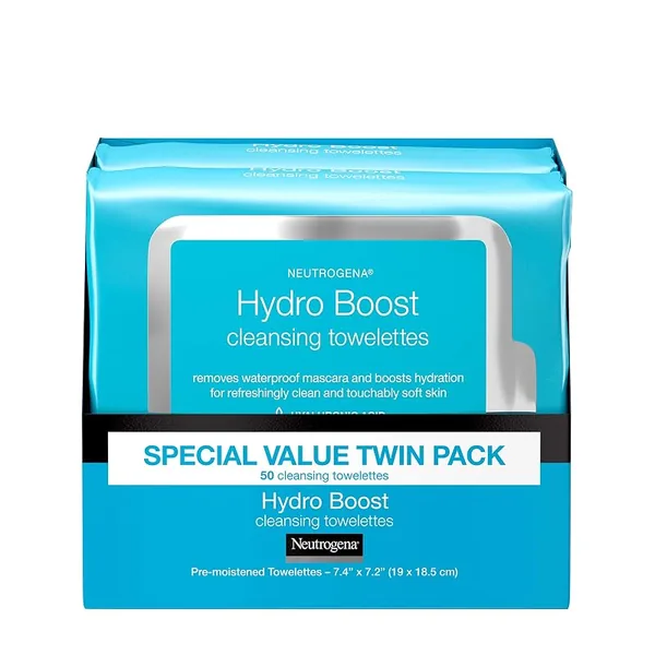 Neutrogena Hydro Boost Makeup Remover Wipes Twin Pack 2 x 25ct, 4-Pack