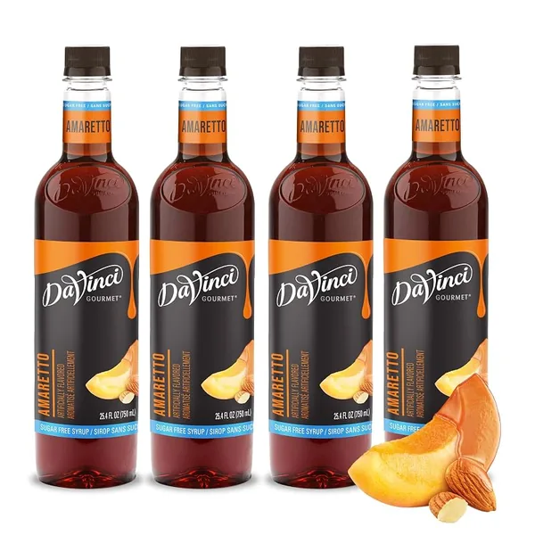 DaVinci Gourmet Sugar-Free Amaretto Syrup 25.4 fl oz, 4-Pack