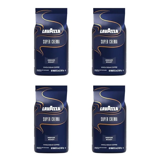 Lavazza Super Crema Whole Bean Coffee 2.2lb, 4-Pack