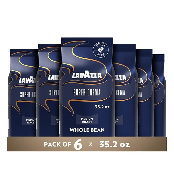 Lavazza Super Crema Whole Bean Coffee 2.2lb, 6-Pack