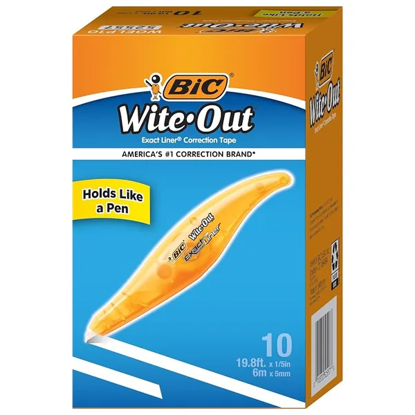 BIC Wite-Out Exact Liner Correction Tape 19.6ft, 10-Pack
