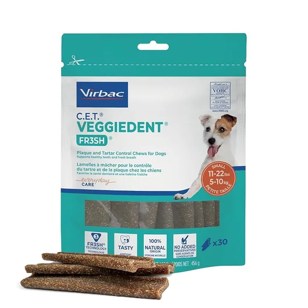 Virbac C.E.T. VeggieDent Fr3sh Dog Chews Small 30ct